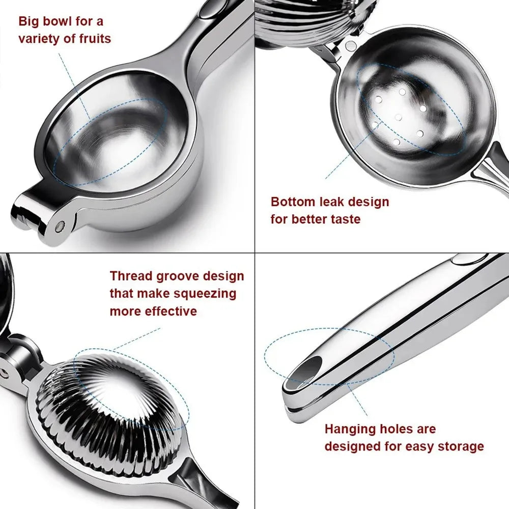 Kitchen Lemon Squeezer Stainless Steel Premium Quality Heavy Duty Solid Metal Squeezer Bowl Large Manual Citrus Press Juicer