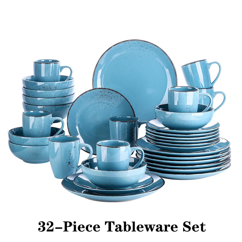 Vancasso Navia 16/32/48-Piece Ceramic Stoneware Dinnerware Plate Set with Dinner Plate,Dessert Plate,800ml Bowl,380ml Mug Set