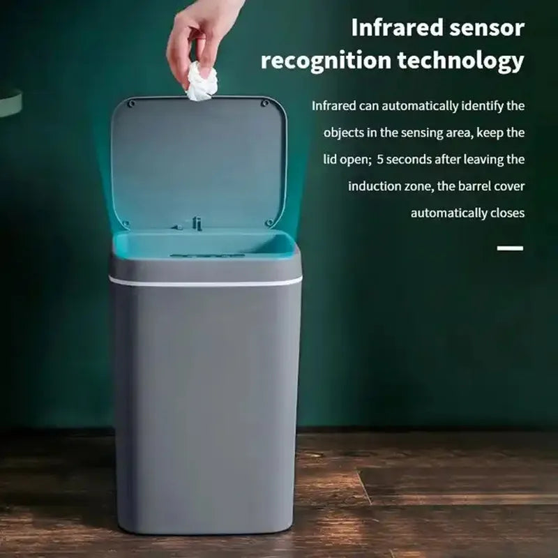 16L Smart Sensor Trash Can – Touchless Electric Waste Bin with Lid for Kitchen & Bathroom