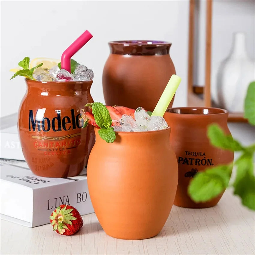 Jalisco Jug Mexican Terracotta Mugs Clay Cups Artisan Made Coffee Mugs Cocktail Glasses