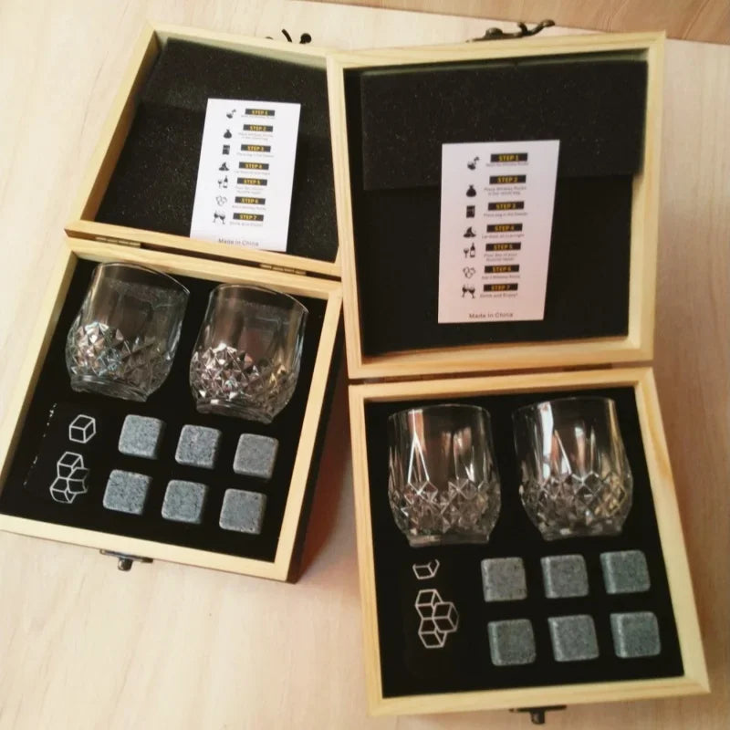 Father's Day Gift Whiskey Ice Stone Wine Glass Set