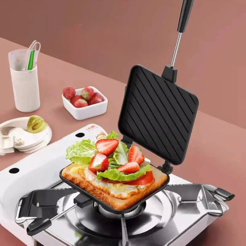 Aluminum Alloy Sandwich Maker Pan Non-Stick Sandwich Grill Pan Double Sided Frying Pan Detachable Hot Sandwich Maker Cookware