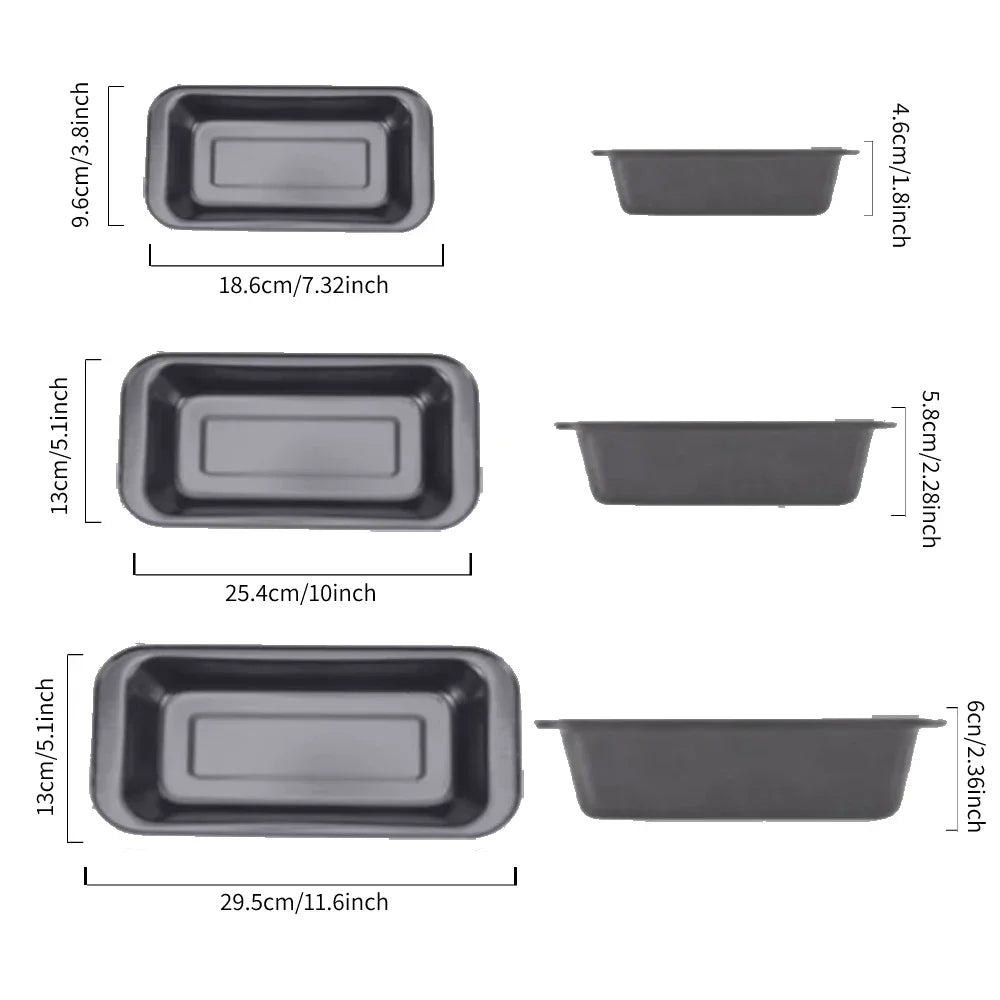 3Pcs Rectangular Baking Bread Loaf Pan,Gray Carbon Steel Nonstick Loaf Pan for Baking Homemade Bread,Toast,Brownies and Pound