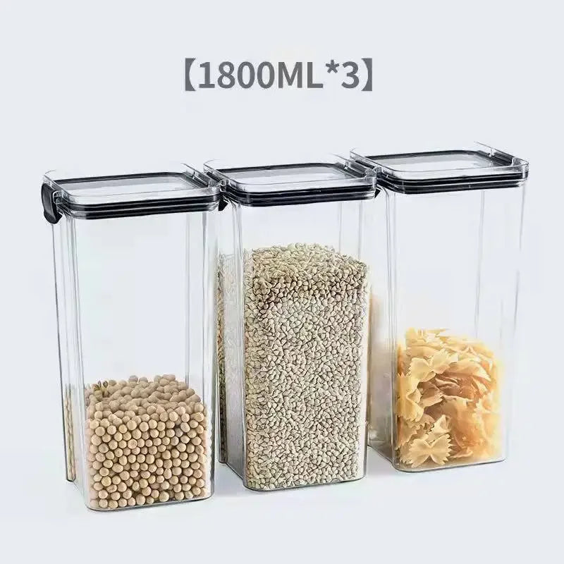 460–1800ml Stackable Airtight Food Storage Container Set – Plastic Kitchen Jars for Multigrain, Tea, Dried Fruit & More