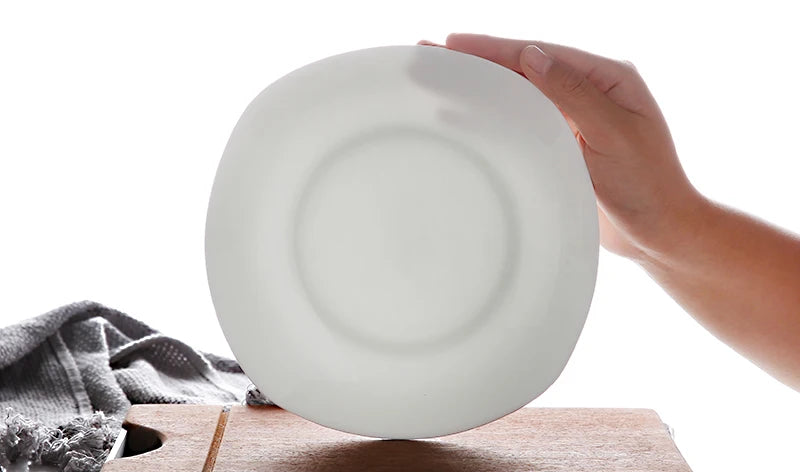 7 inch, plain white bone china  square dinner plates, porcelain rectangular dish, white crockery cake candy plates,