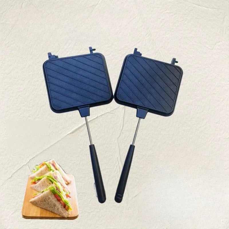 Aluminum Alloy Sandwich Maker Pan Non-Stick Sandwich Grill Pan Double Sided Frying Pan Detachable Hot Sandwich Maker Cookware