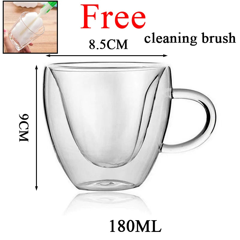 Transparent Glass Coffee Cup Milk Whiskey Tea Beer Double Creative Heat Resistant Cocktail Vodka Wine Mug Tumbler Drinkware Gift