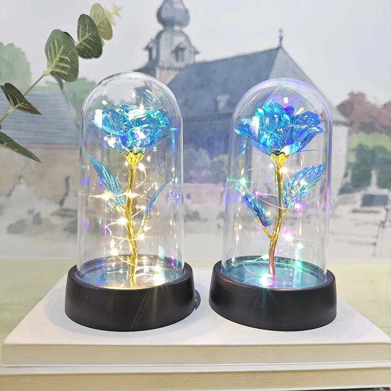 Eternal Rose Light LED Foil Flower Valentines Day Gift Wedding Party Decor  Artificial Rose Flowers Light Christmas Decoration