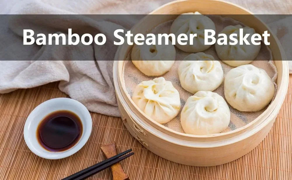 Handmade Bamboo Steamer 3 Tier & Lid Premium Bamboo Steamer Basket 100% Natural Bamboo Rolls Chicken Fish and 10 Inch Meat