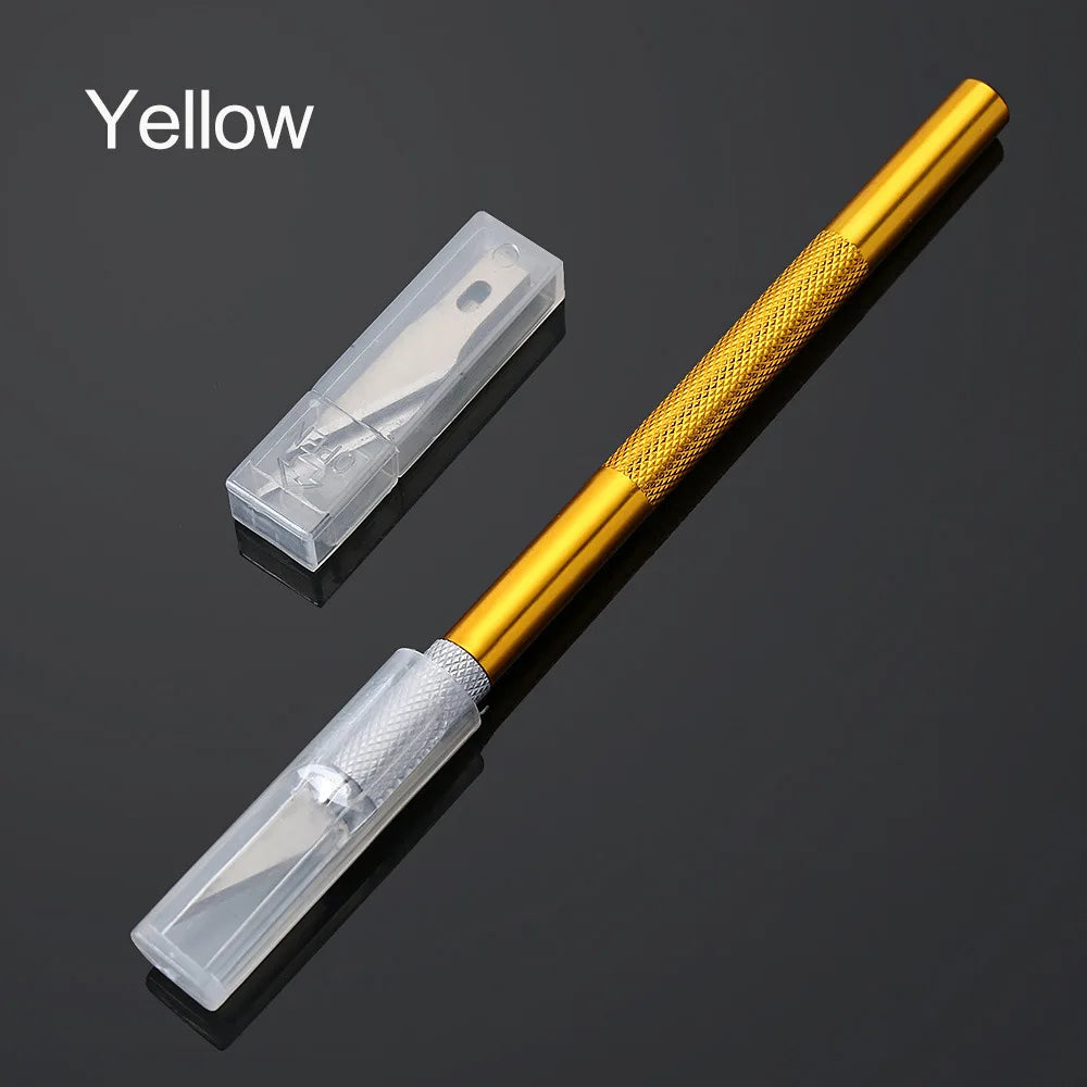 1PC 6 Colors Metal Handle Non-Slip Knife With 6Pcs Blade Scalpel Engraving Cutter Sculpture Carving Knife Pastry Cake Tools