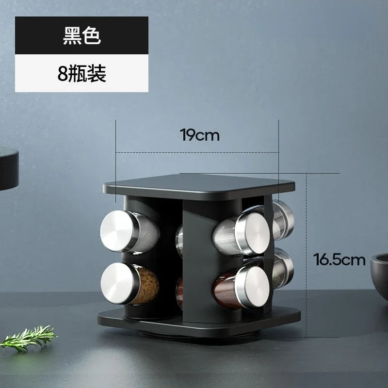 Stainless Steel Rotating Seasoning Rack Nordic Style Kitchen Special 360-degree Rotating Countertop Seasoning Storage Rack