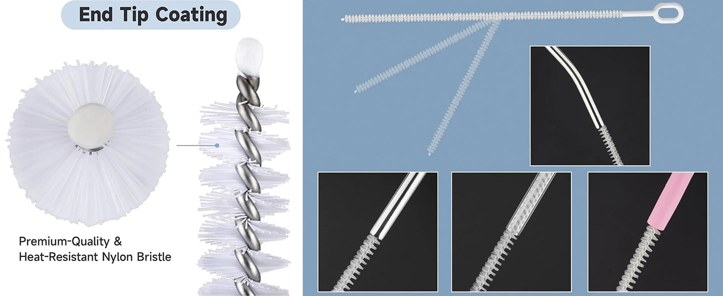 Heavy-Duty Straw Cleaning Brushes for Stanley Tumbler, 6mm & 10mm Straw Cleaning Brush for different straw sizes - 4 Pack