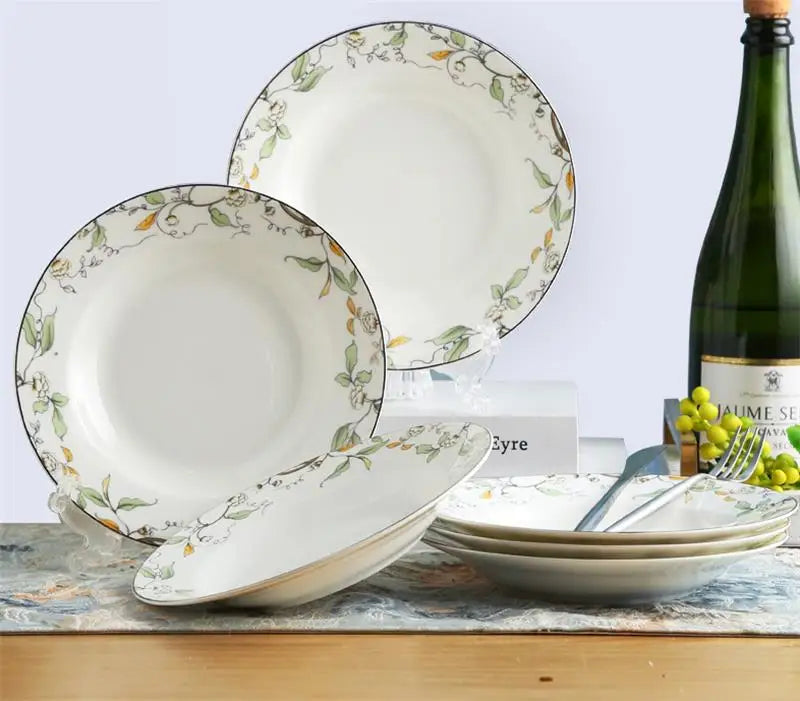 46-piece set, royal floral painting, fine bone china unit of dinner, porcelain dinner plate set, crockery set of dish, bowl set