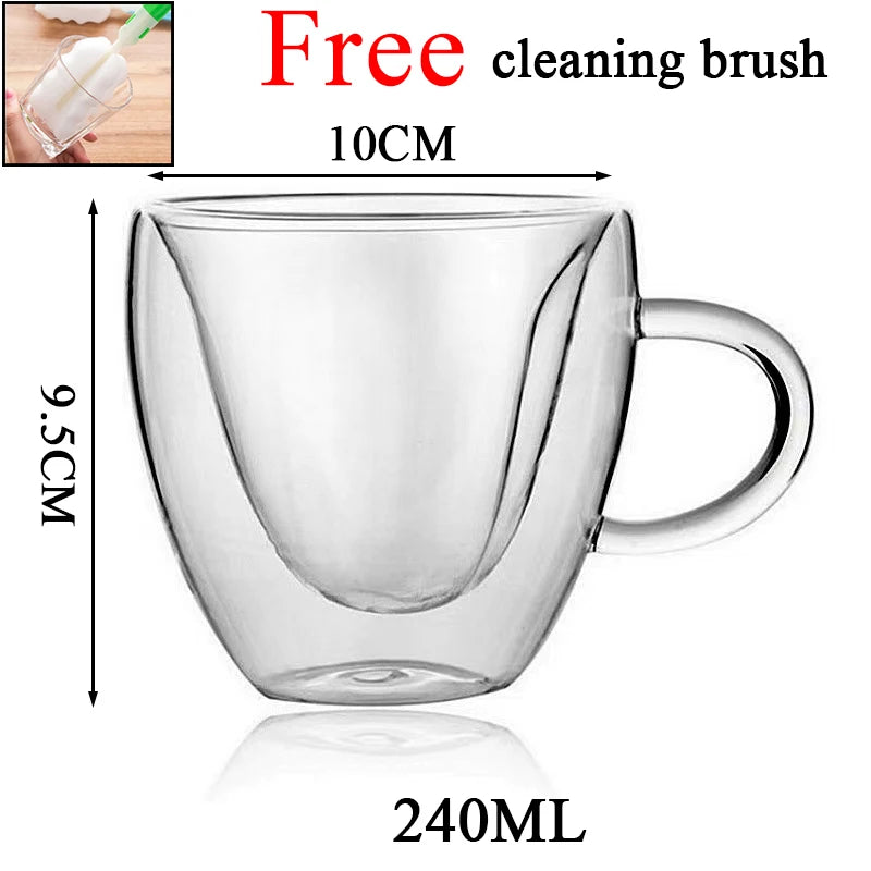 Transparent Glass Coffee Cup Milk Whiskey Tea Beer Double Creative Heat Resistant Cocktail Vodka Wine Mug Tumbler Drinkware Gift