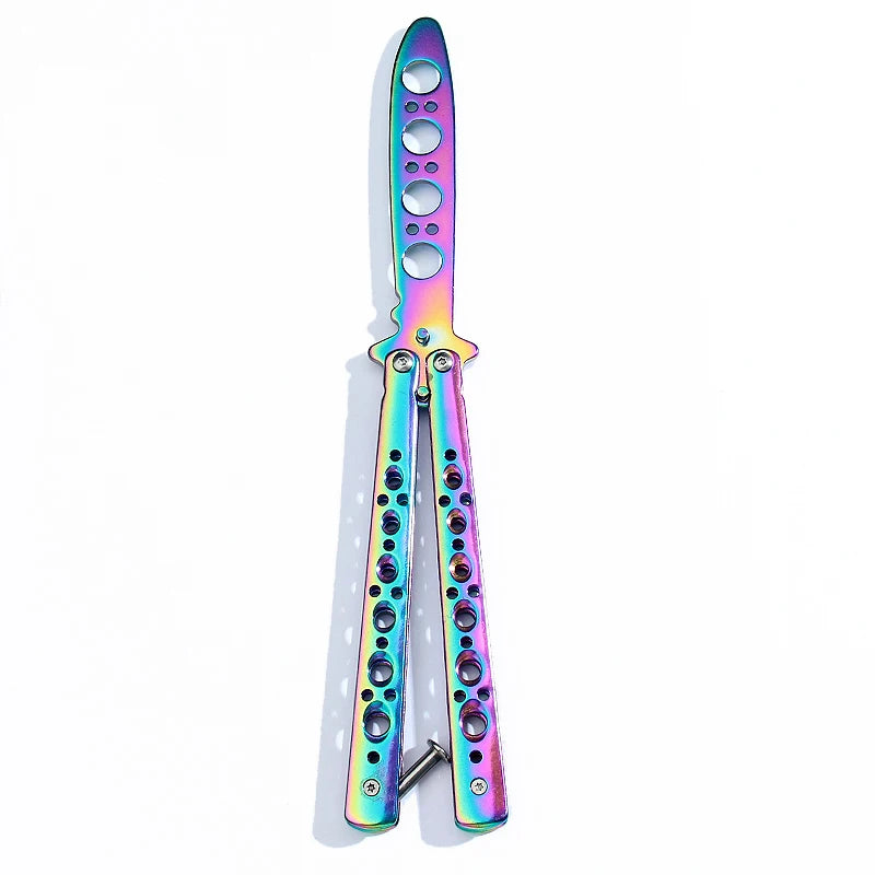 Portable Butterfly Training Knife Foldable Pocket Flail Knife Uncut Blade Butterfly Comb Training Tool
