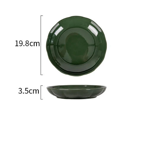 French Style Retro Green Ceramic Tableware Set Rainforest Series Dessert Plate Bowl Fish Dishes Home Cafe Afternoon Tea Mug Dish