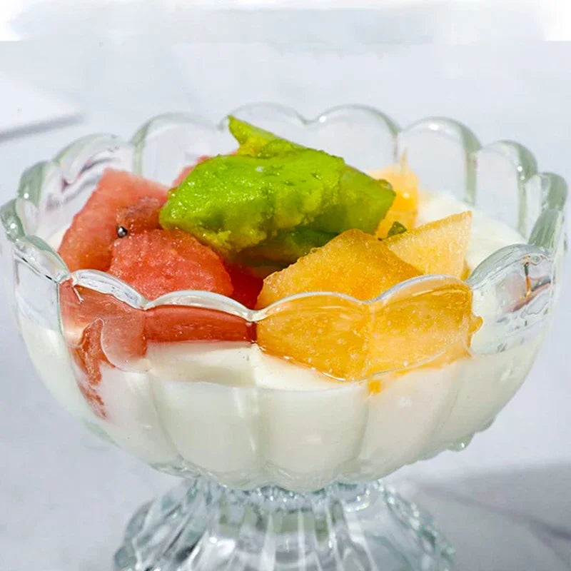 1/3PCS Dessert Glass Cup Ice Cream Pudding Dessert Transparent Mugs