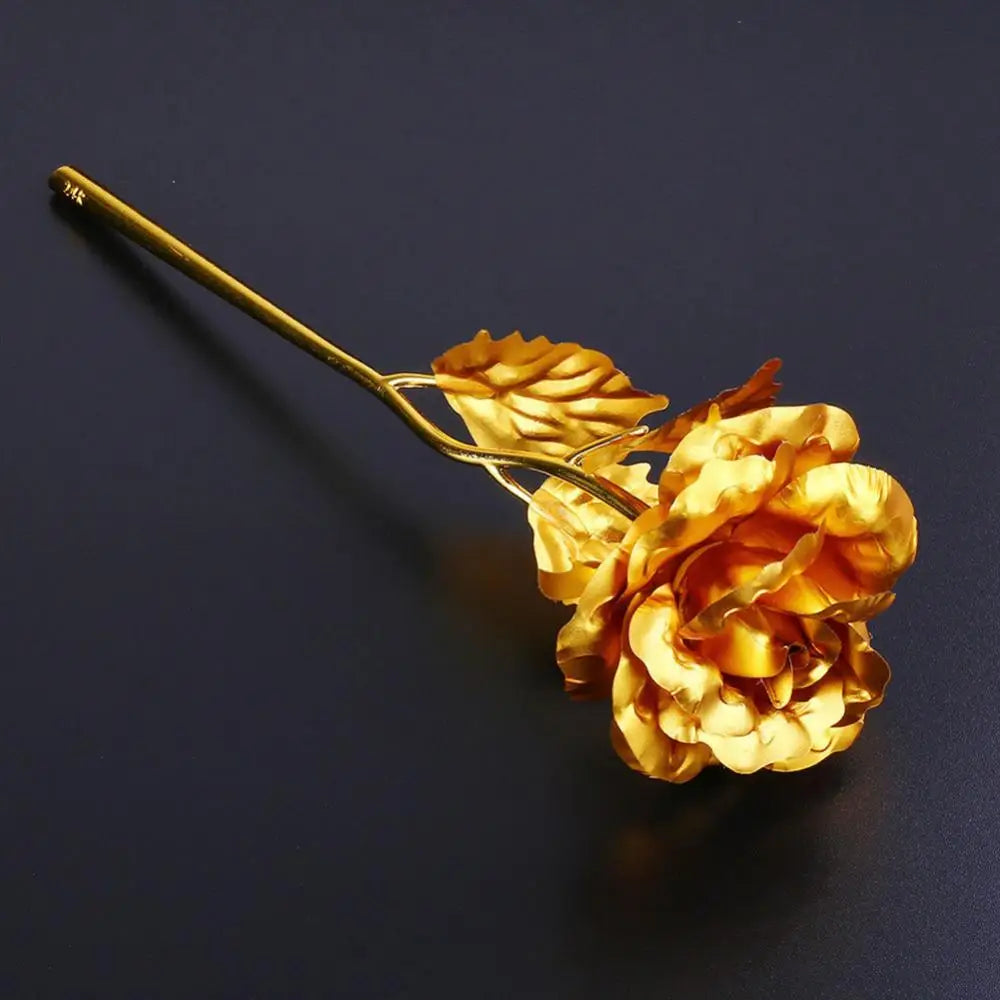 24k Gold Dipped Rose Flower Artificial Flowers Eternal Rose with Stand Forever Love In Box Birthday Valentine Day Gift for Girls