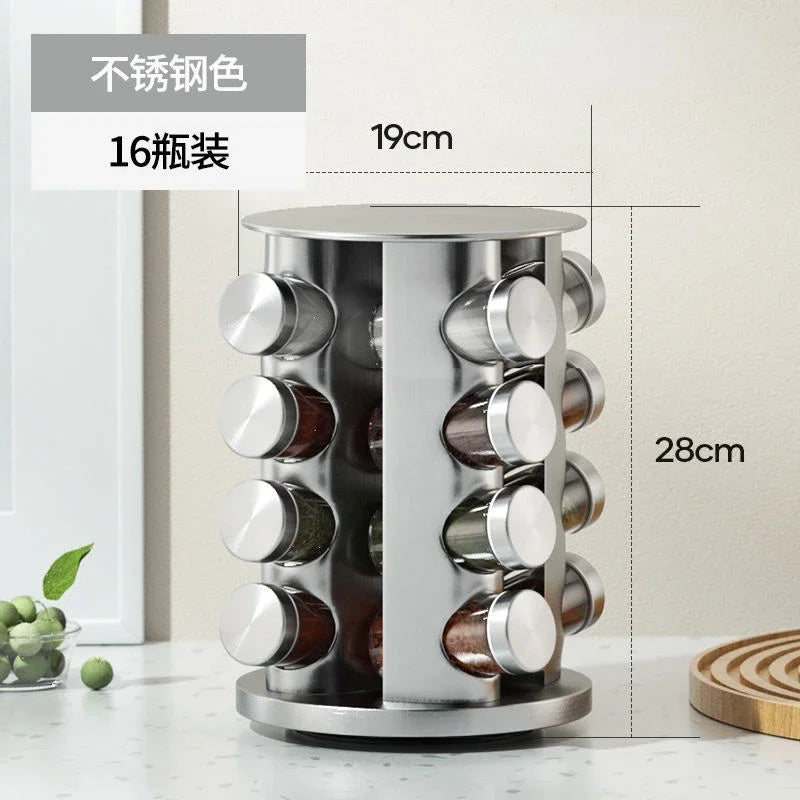 Stainless Steel Rotating Seasoning Rack Nordic Style Kitchen Special 360-degree Rotating Countertop Seasoning Storage Rack
