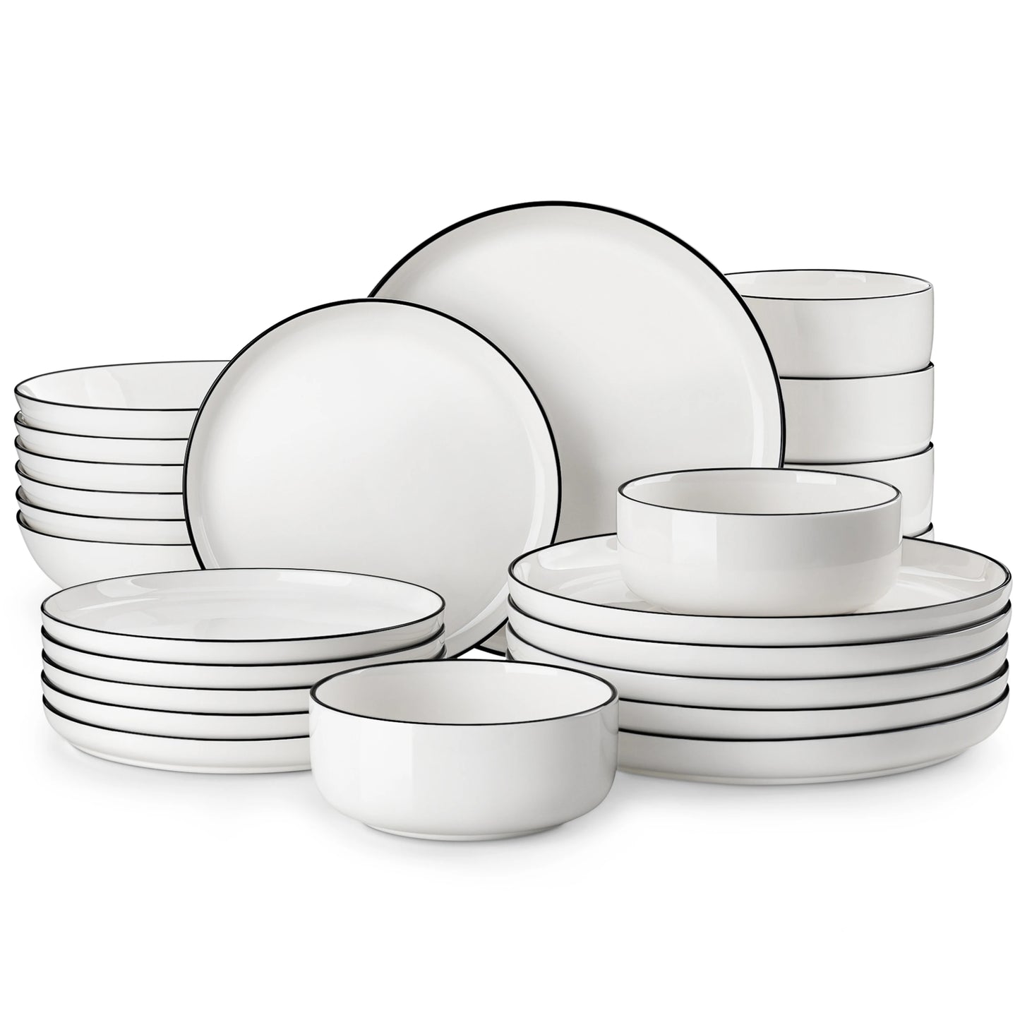 MALACASA 24 Piece Ceramic Plates Porcelain Dinnerware Set with 6 Pcs Dinner/Dessert Plates/Soup/Bowl Tableware Set Service for 6