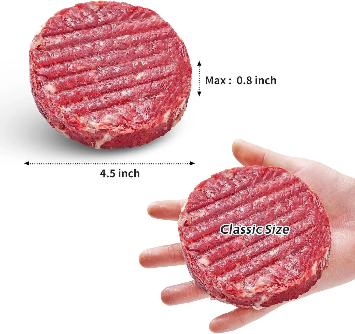 Burger Press Patty Maker Stainless Steel Hamburger Patty Press Mold Wood Handle Non-Stick with 100 Patty Papers