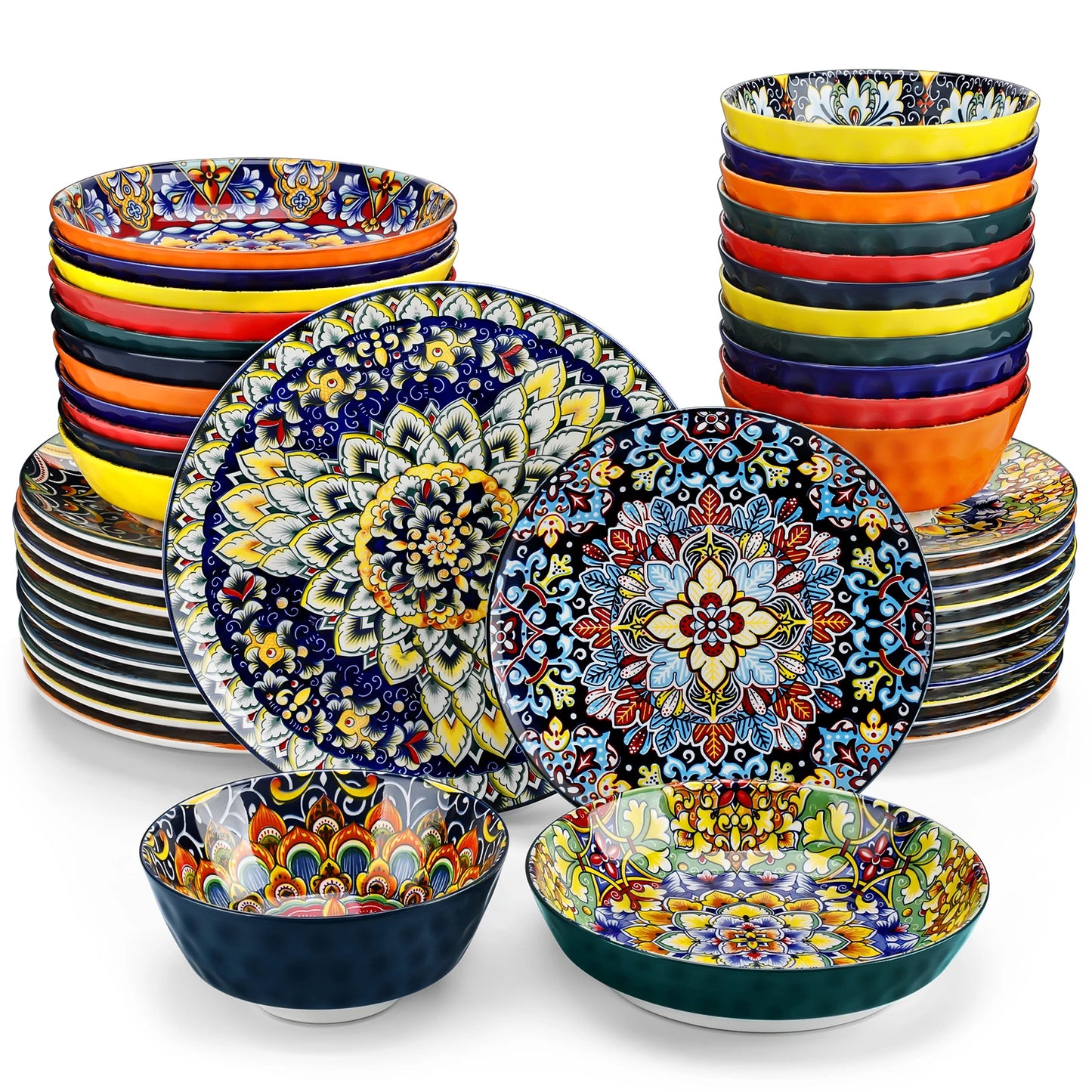 Vancasso 6-24 Piece Ceramic Dinnerware Set - Bohemian Style Stoneware for 6