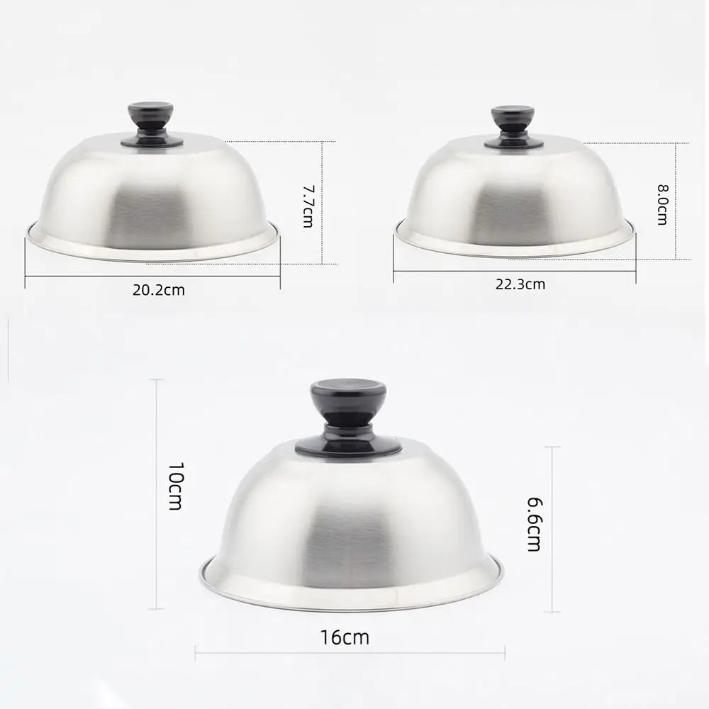 Stainless Steel Frying Pan Covers Barbecue Burgers Sandwiches Steak Round Pot Lids Cover Cookware Cheese Melting Dome