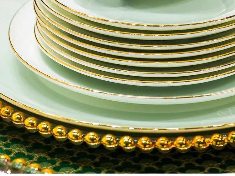 New Bone China Dinnerware Set with Colorful Glaze Elegant Bowls and Plates for Home Ceramic Bowls and Plates Set