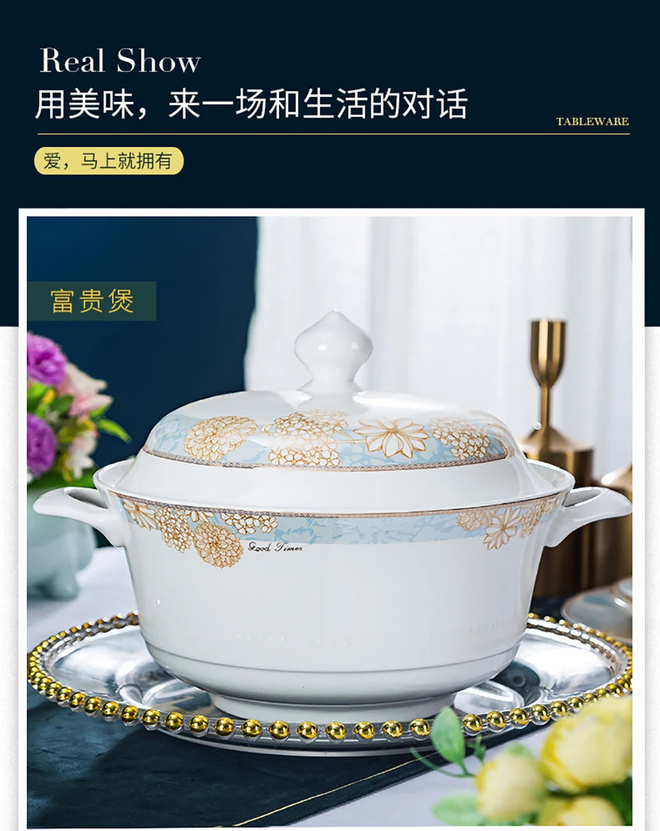 HOONRA High-Grade Dessert Soup Ceramic Dinner Plate Set Food Dessert Tableware Dishes Rice Salad Pasta Bowl Kitchen Cookware Set