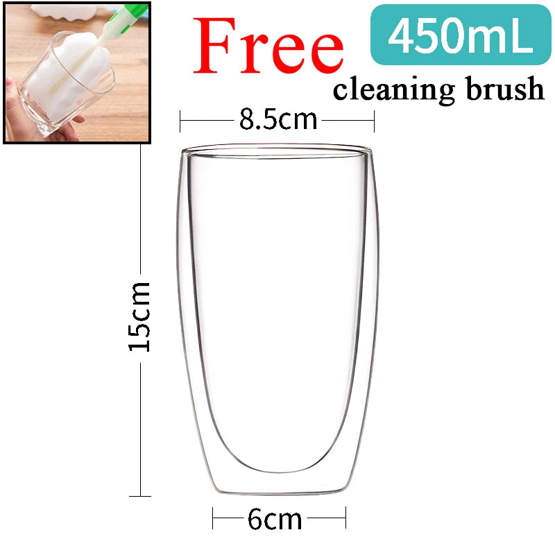 Transparent Glass Coffee Cup Milk Whiskey Tea Beer Double Creative Heat Resistant Cocktail Vodka Wine Mug Tumbler Drinkware Gift