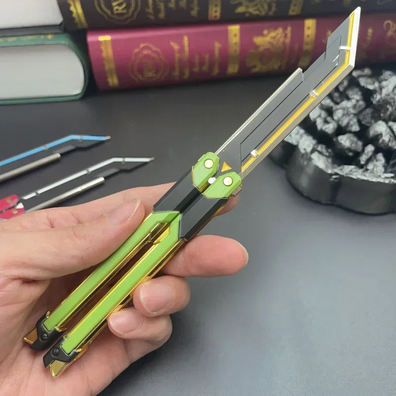 Hot Valorant Game Merch Craft Toy, 20 Cm (7.8 Inches), Foldable RGX Butterfly Knife, Zinc Alloy Metal, Comes with Sheath