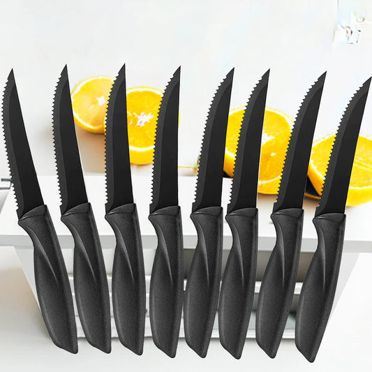 2/4/6/8 Steak Knife set Sharp Blade Black high-end PP handle Kitchen Multi-functional fruit knife Stainless steel steak knife