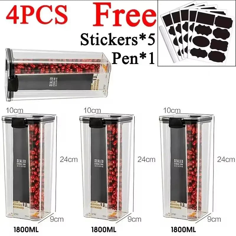 460–1800ml Stackable Airtight Food Storage Container Set – Plastic Kitchen Jars for Multigrain, Tea, Dried Fruit & More
