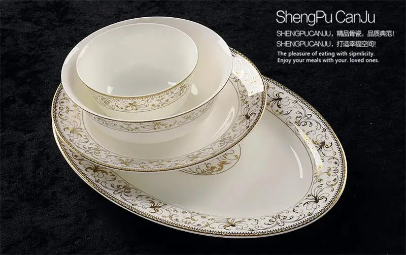 46-piece set, royal gold ware designed,  fine bone china dinnerware sets, chinese crockery set plates, porcelain dinnerware