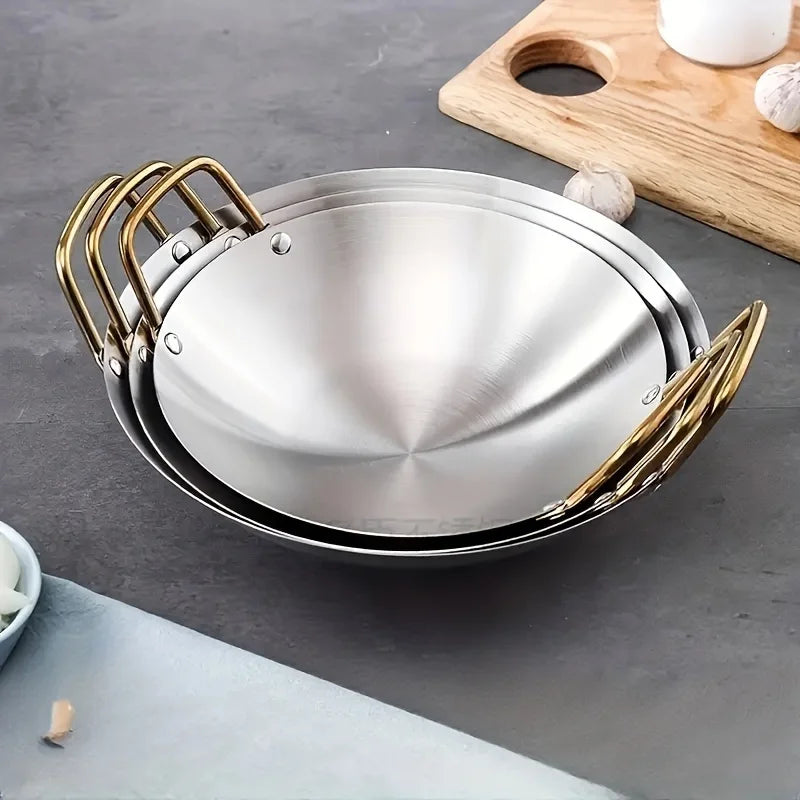 Stainless Steel Wok,Thickened Soup Pot, Round Bottom Pot For Restaurant Kitchen And Outdoor Camping Small hotpot round bottomed
