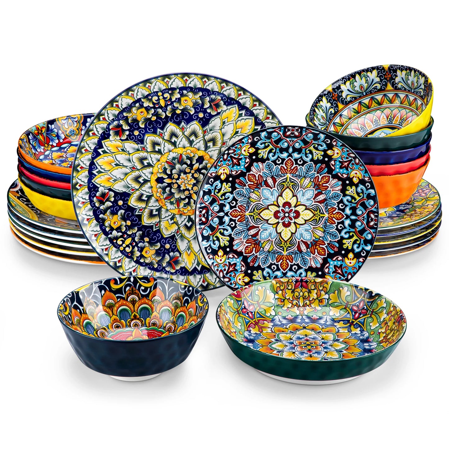 Vancasso 6-24 Piece Ceramic Dinnerware Set - Bohemian Style Stoneware for 6