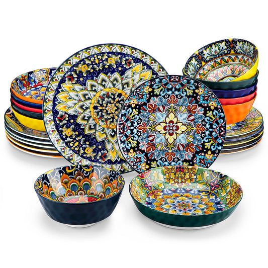 Vancasso 6-24 Piece Ceramic Dinnerware Set - Bohemian Style Stoneware for 6
