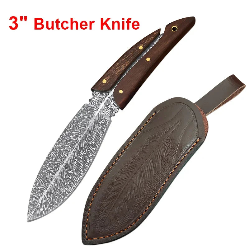 3 Inches Butcher Boning Knife Wood Handle Utility Knife Slicing Meat Fruit Fish Filleting Knife Chef Cooking Kitchen Knives