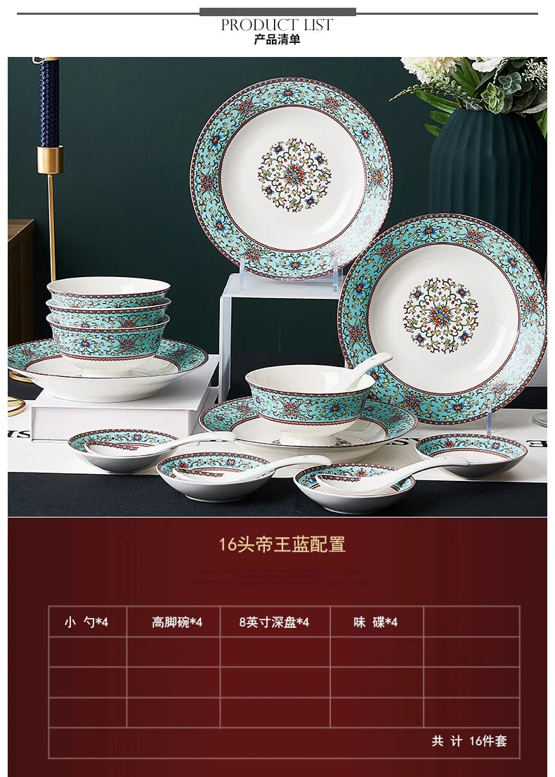 Fine China Kitchen Dinnerware Sets Ceramic Dining Room Guests Party Plates Set Christmas Gift Jogo De Jantar Serving Tableware
