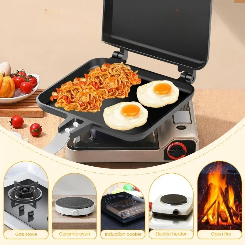 Aluminum Alloy Sandwich Maker Pan Non-Stick Sandwich Grill Pan Double Sided Frying Pan Detachable Hot Sandwich Maker Cookware