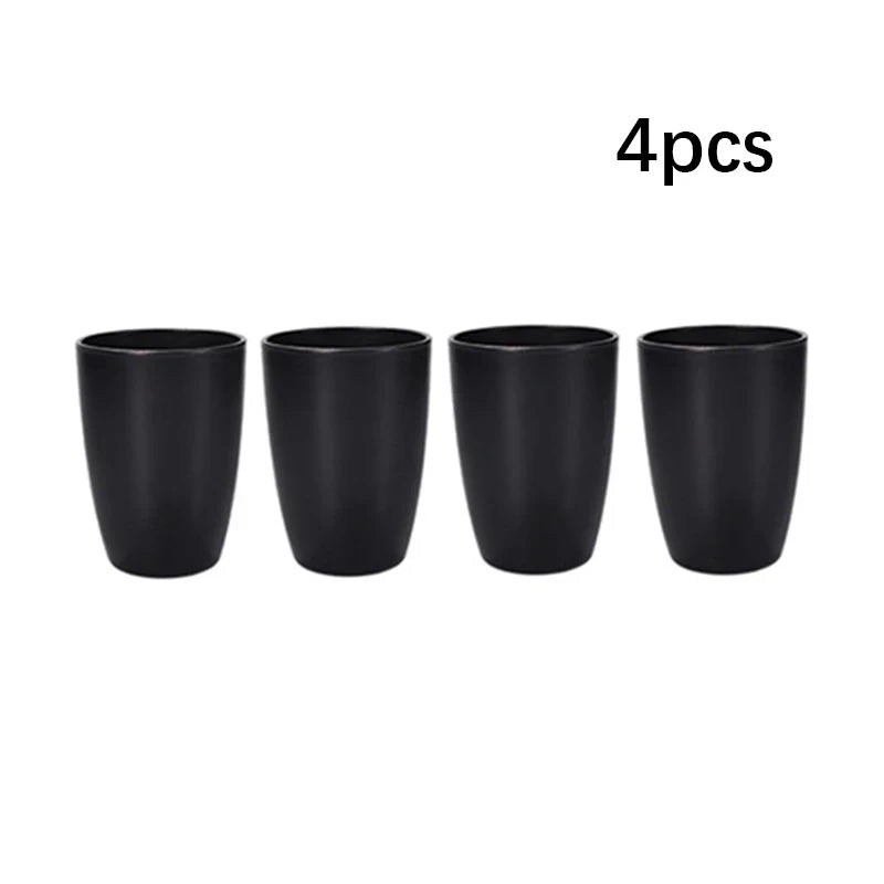 24pcs Plastic cutlery set dishes, plates, cups, black dinner plates gift set for outdoor camping