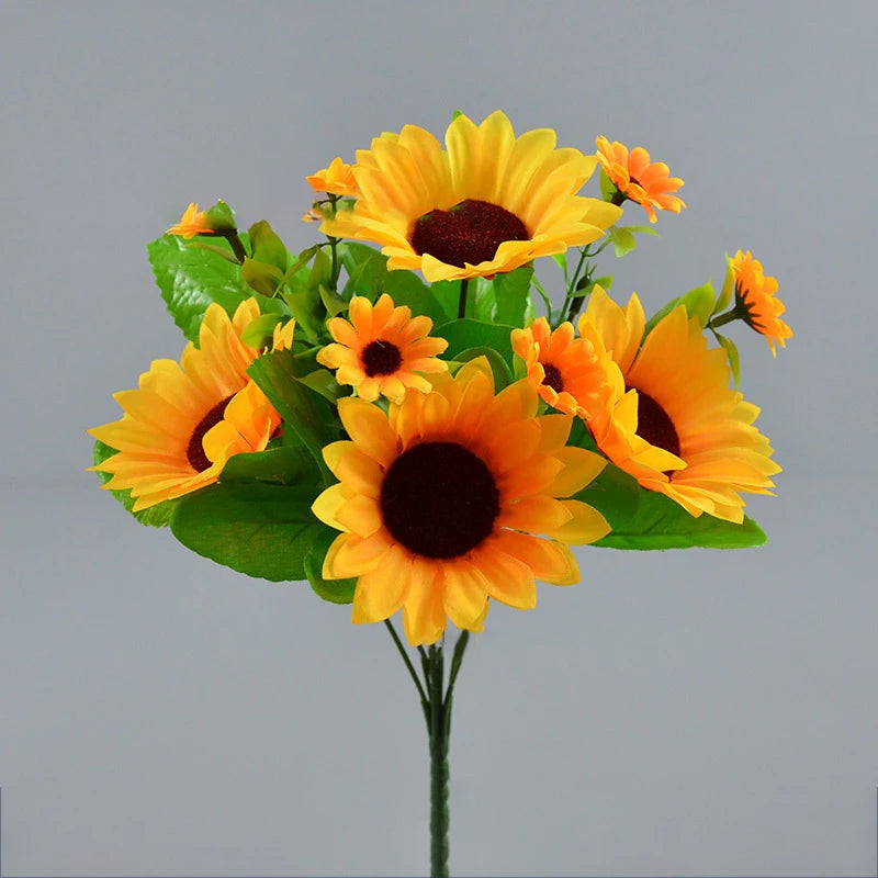 Artificial Sunflower Bouquet Silk Sunflower Fake Flower DIY Wedding Bouquets Centerpieces Party Desktop Home interior Decoration