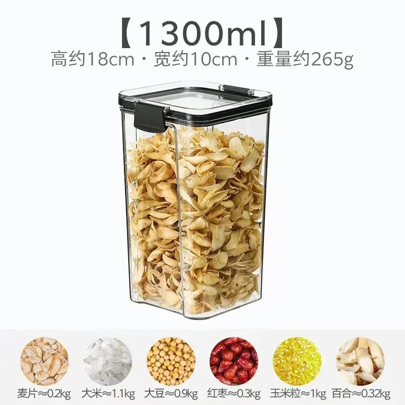 460–1800ml Stackable Airtight Food Storage Container Set – Plastic Kitchen Jars for Multigrain, Tea, Dried Fruit & More