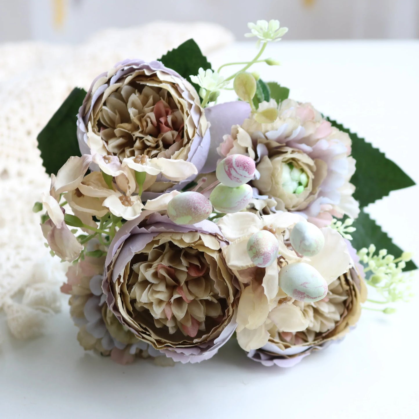 Hot Selling 1pcs/30cm Rose Pink Silk Bouquet Peony Artificial Flower 5 Big Head 4 Small Bud Bride Wedding Home Decoration Artifi