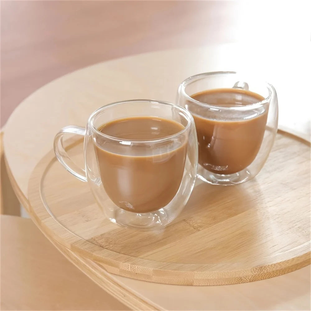 1pc 250ml Premium Double-Walled Borosilicate Glass Coffee Mug with Handle Perfect for Family, Christmas Birthday Party