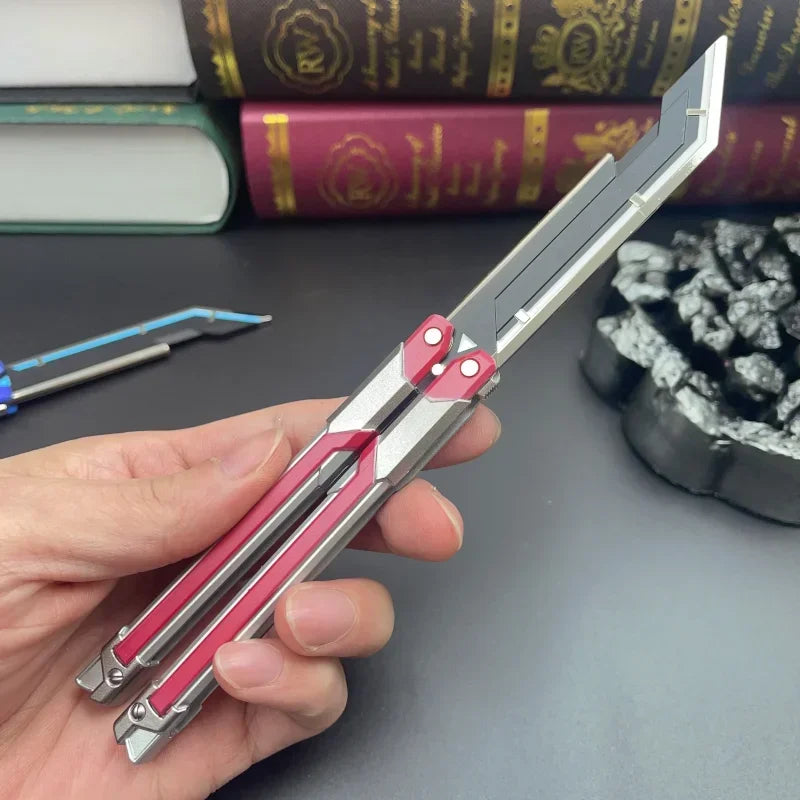Hot Valorant Game Merch Craft Toy, 20 Cm (7.8 Inches), Foldable RGX Butterfly Knife, Zinc Alloy Metal, Comes with Sheath