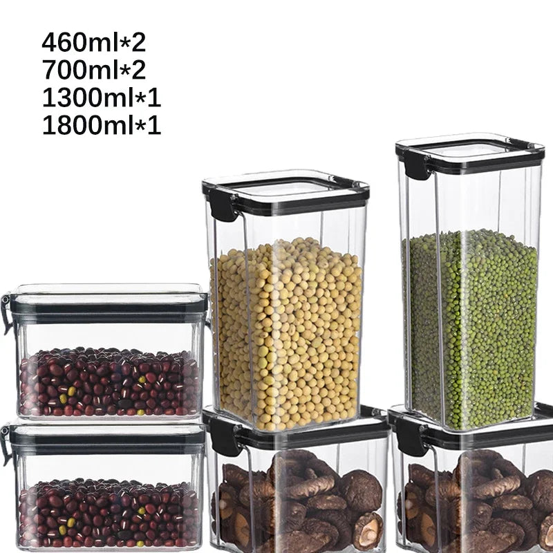 460–1800ml Stackable Airtight Food Storage Container Set – Plastic Kitchen Jars for Multigrain, Tea, Dried Fruit & More