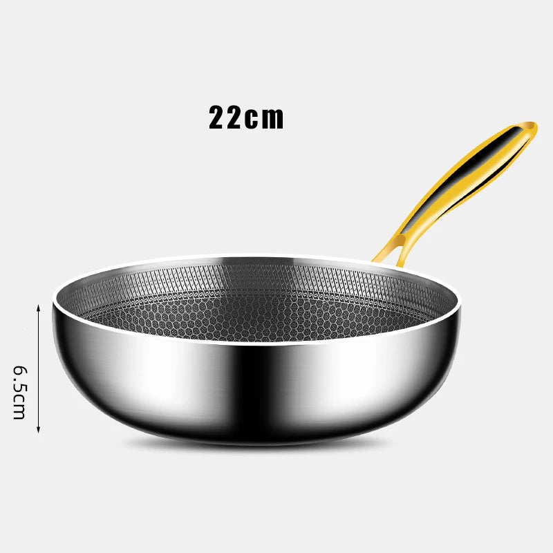 316 Stainless Steel Frying Pan Wok Non-stick Cooking