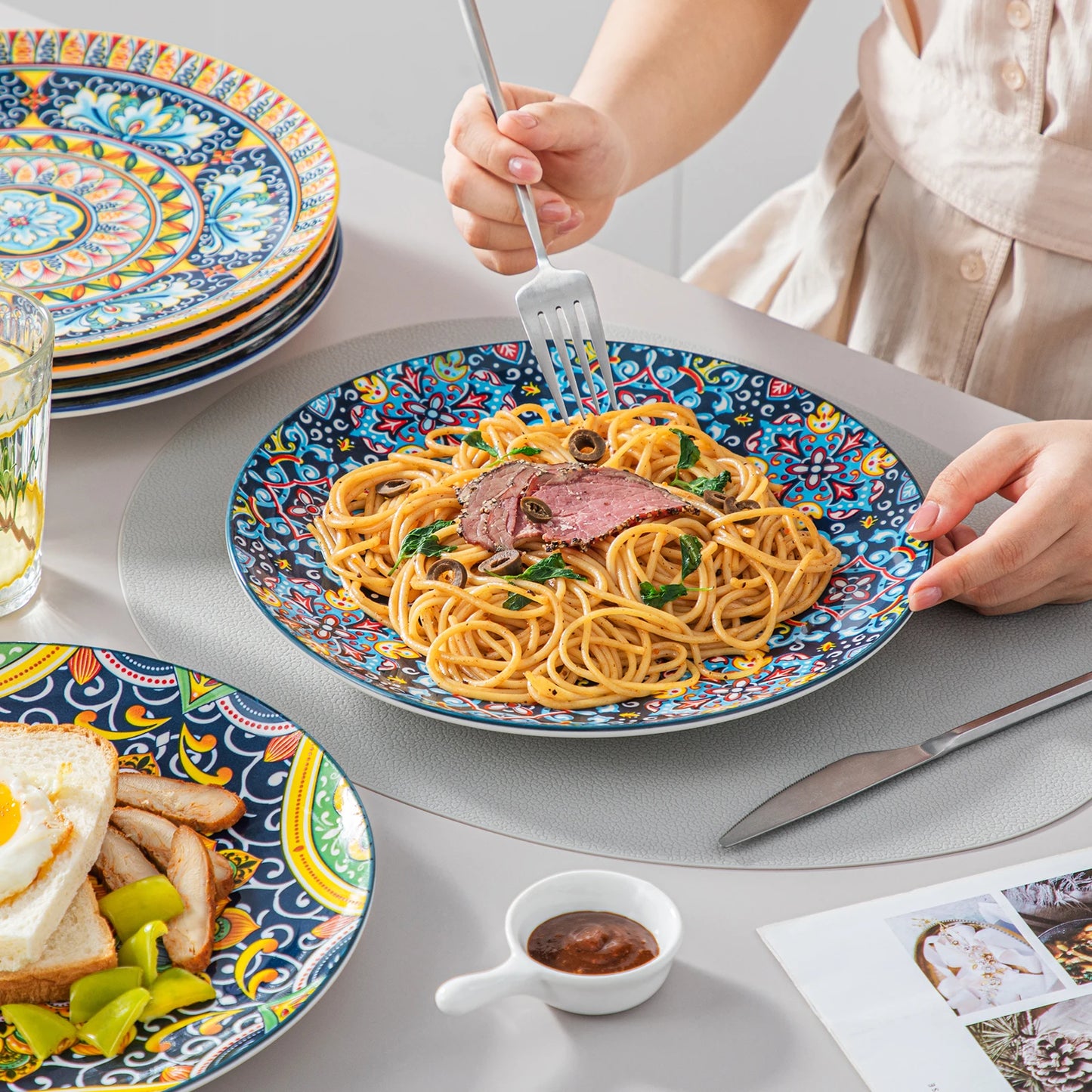 Vancasso 6-24 Piece Ceramic Dinnerware Set - Bohemian Style Stoneware for 6