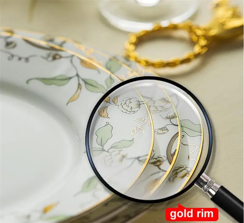 46-piece set, royal floral painting, fine bone china unit of dinner, porcelain dinner plate set, crockery set of dish, bowl set